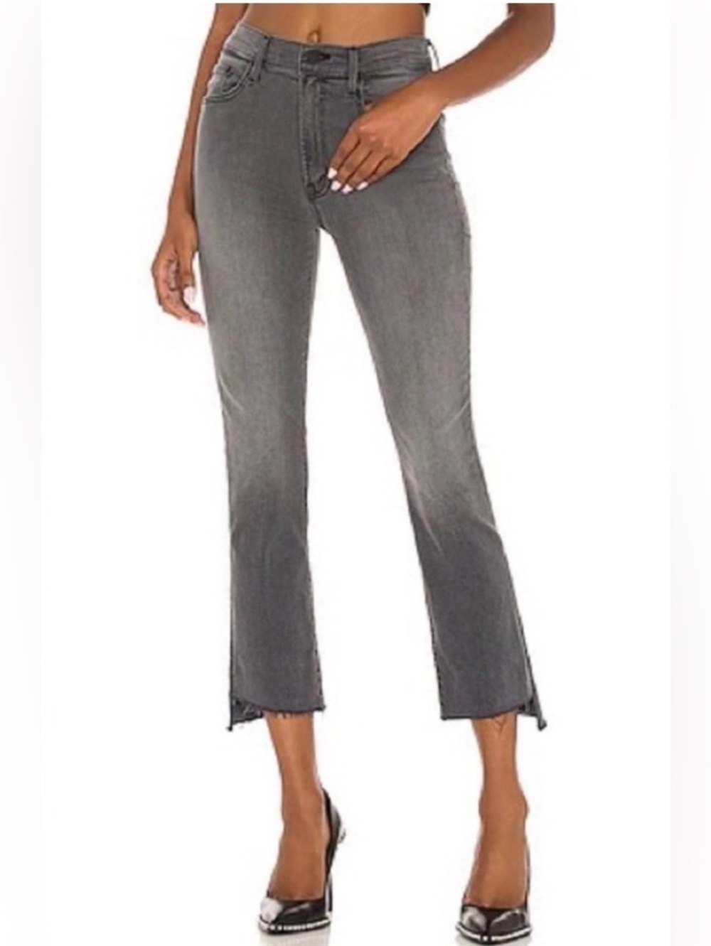 Mother Women's The Insider Crop Step Fray Dancing in The Moonlight Jeans Gray 26